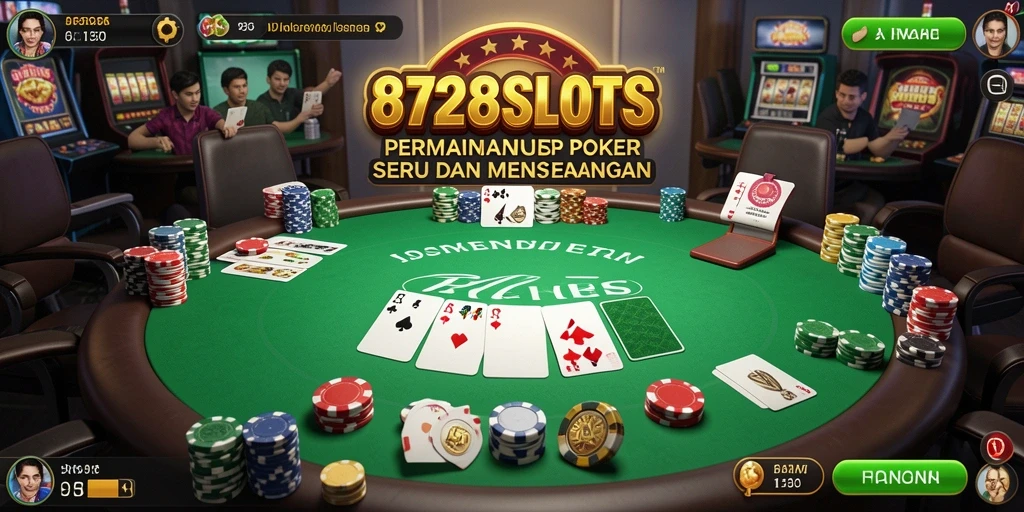 Tampilan gameplay Poker yang seru dan interaktif di 8728SLOTS.