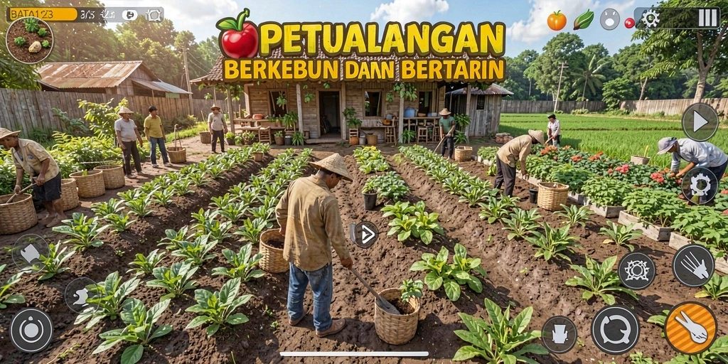 Tampilan gameplay BATA123 dengan lahan pertanian yang subur.