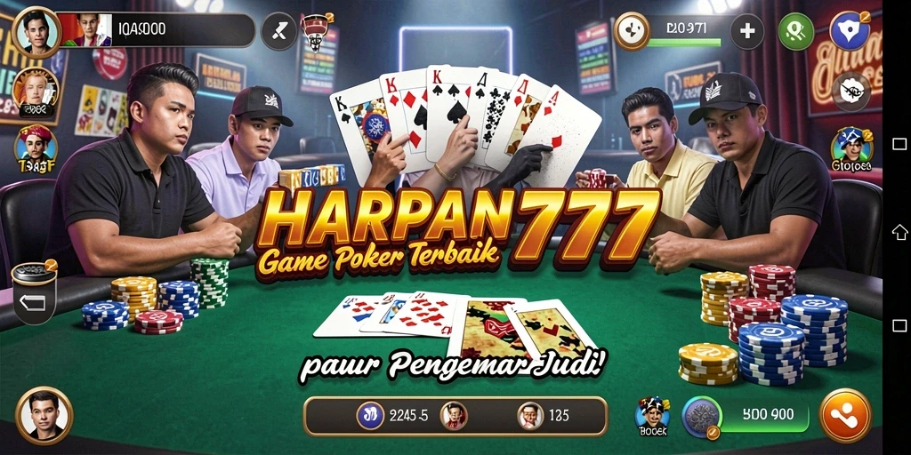 Screenshot utama dari gameplay Poker yang intens dan seru.