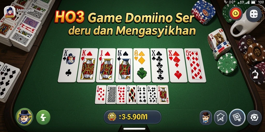 Screenshot utama HO3 yang menunjukkan aksi seru permainan Domino.