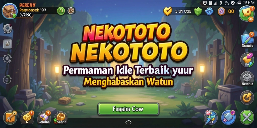 Tangkapan layar aplikasi NEKOTOTO menampilkan kucing-kucing lucu dalam permainan Idle.