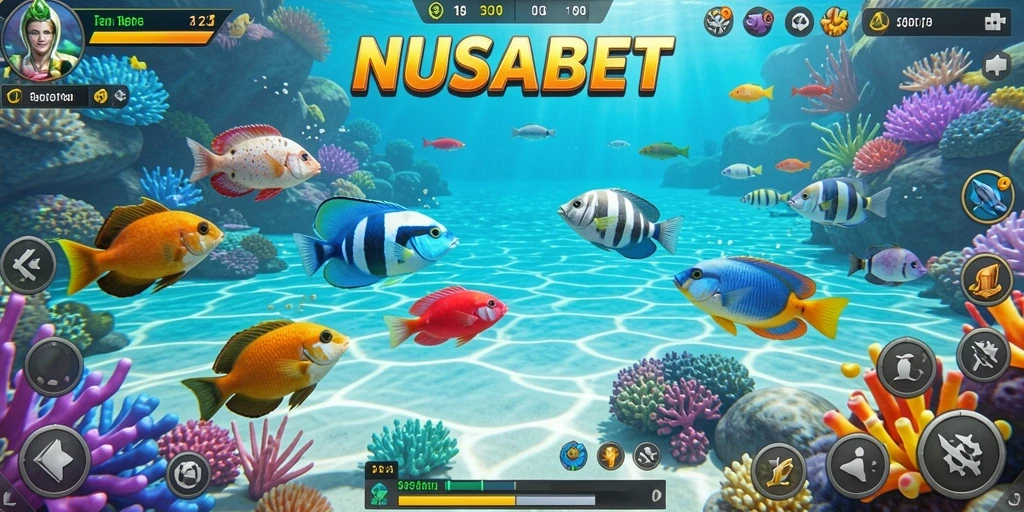 Gameplay NUSABET menampilkan aksi menembak ikan yang mengasyikkan.