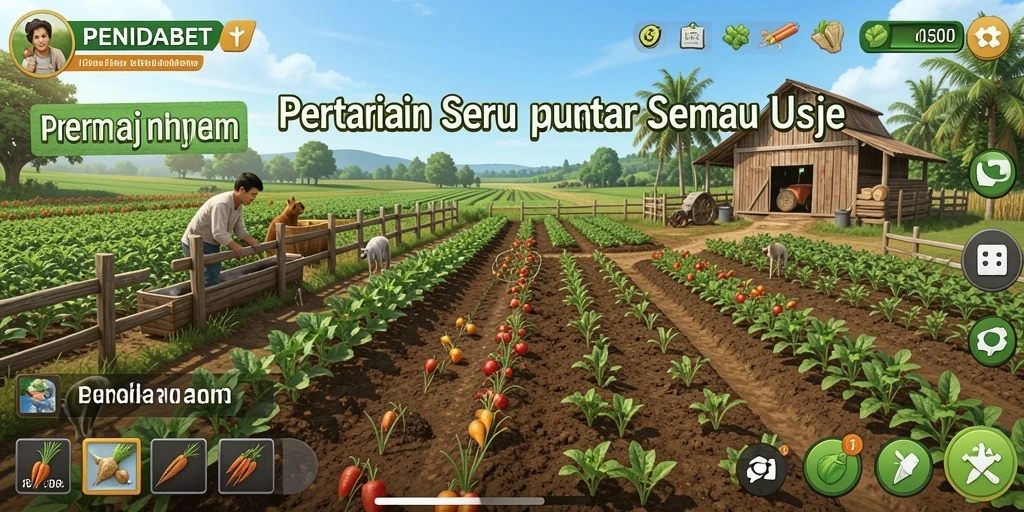 Screenshot gameplay yang menampilkan aktivitas bertani di PENIDABET.