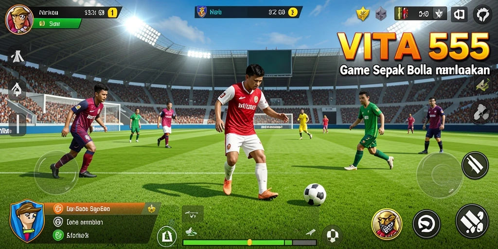 Tampilan gameplay <strong>VITA555</strong> yang menegangkan dan menyerukan aksi sepak bola.